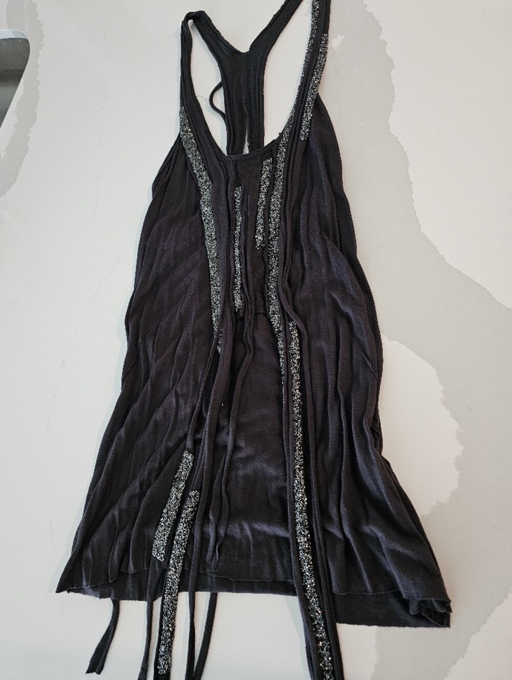 ALL SAINTS Grey  Tank with Silver Beading - Picture 3 of 8